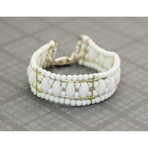 Vintage Boho White Light Bracelet 7.25 Inches by West Germany G12